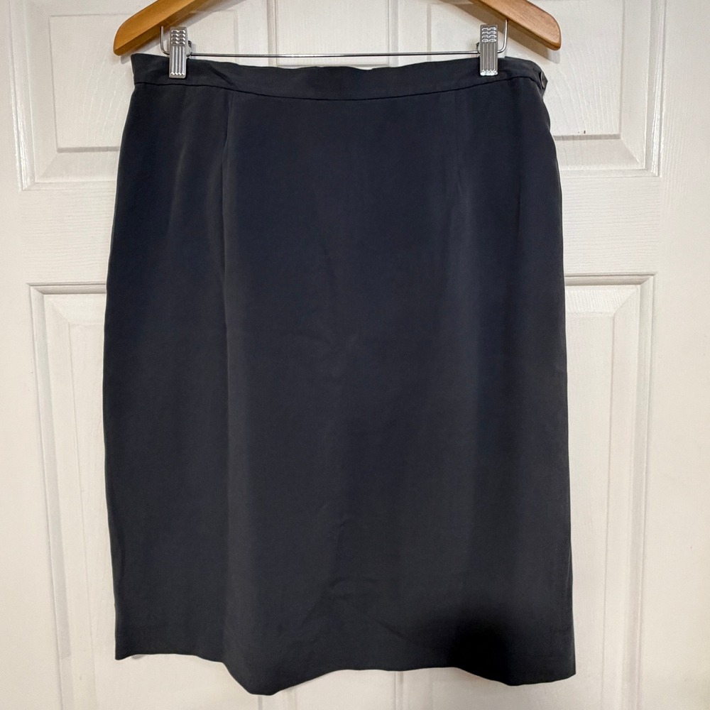NEW Jones NY Brushed Silk Straight Pencil Skirt Slate Gray 16 Classic Summer